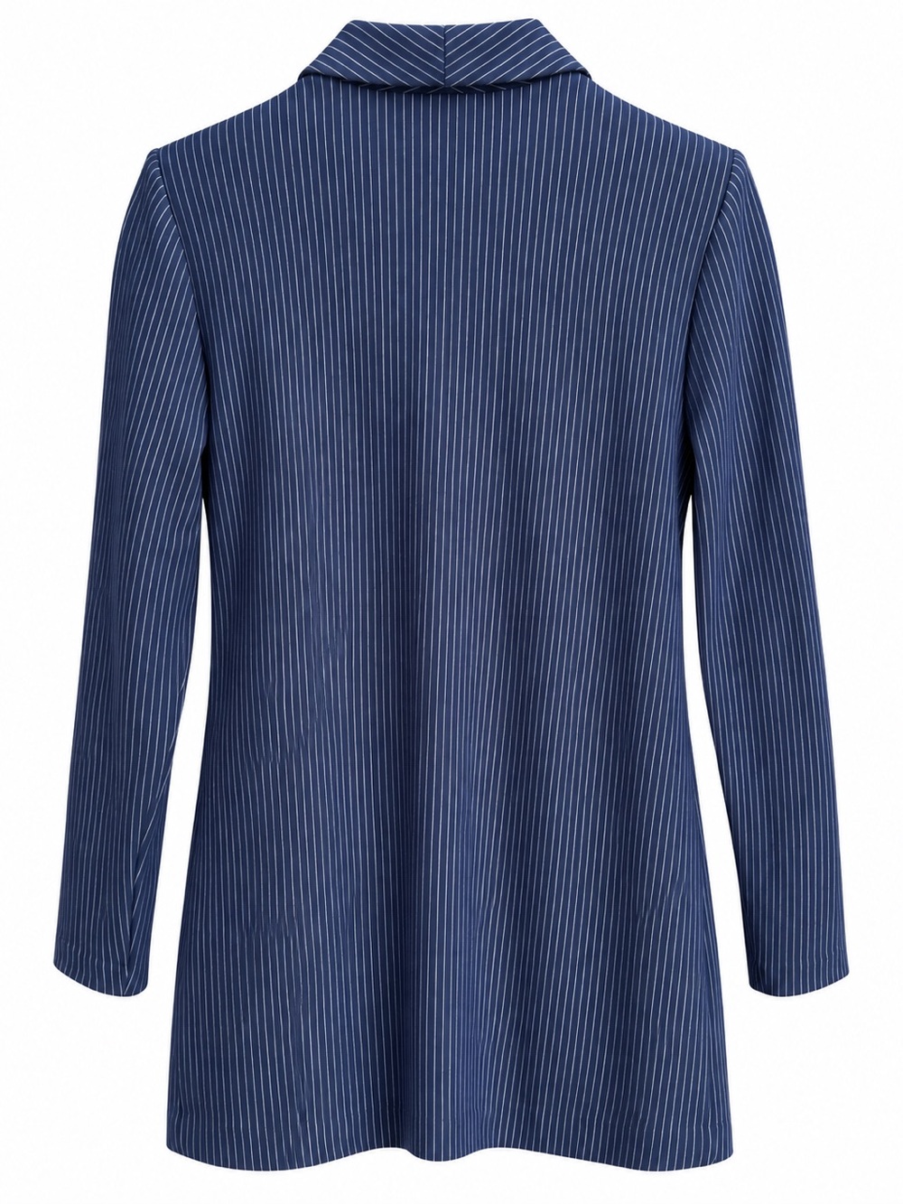 ICHI one button long blazer jacket with pockets women's size S striped blue - Picture 4 of 6